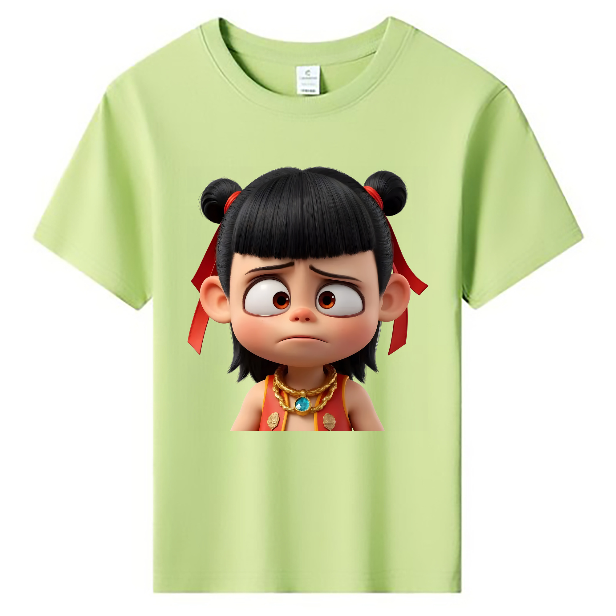 （画像用） Ne Zha 2 ナタ 魔童の大暴れ 綿100％キッズTシャツ（フロントプリント）